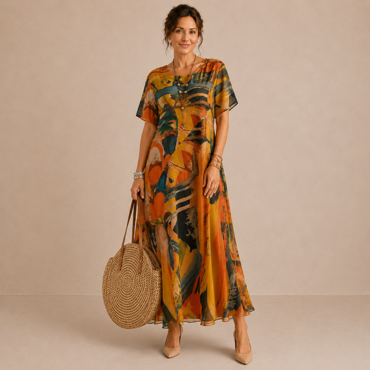 ELVENA™ | Chiffon Midi Dress