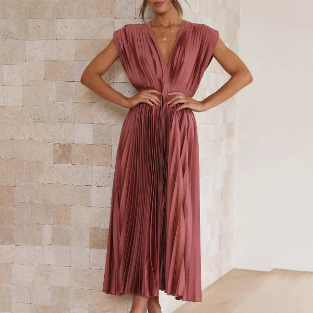 Hayes & Tate™  | Timeless Pleated Midi Dress