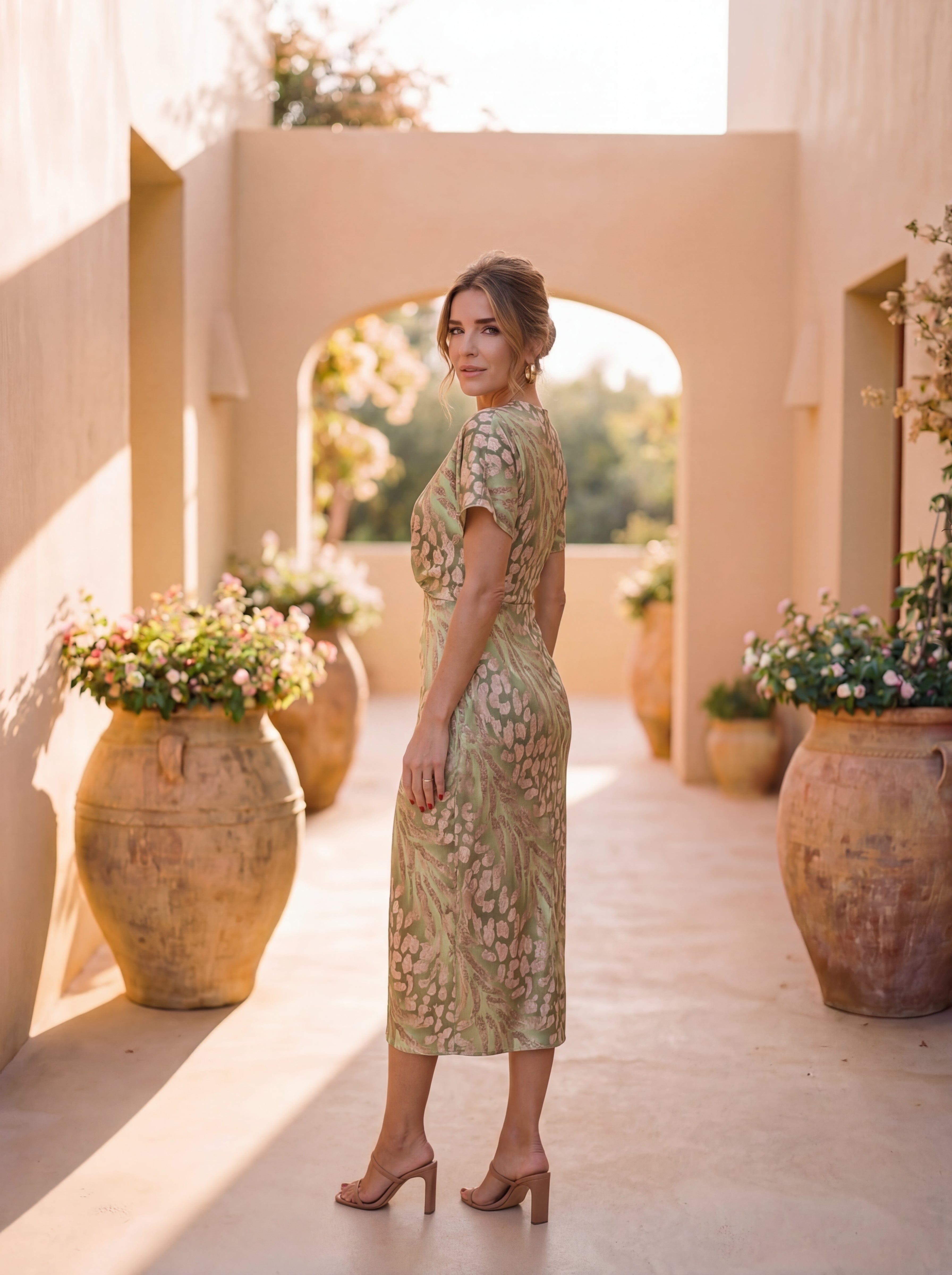ELVENA™ | Ruffle Sleeve Midi Dress