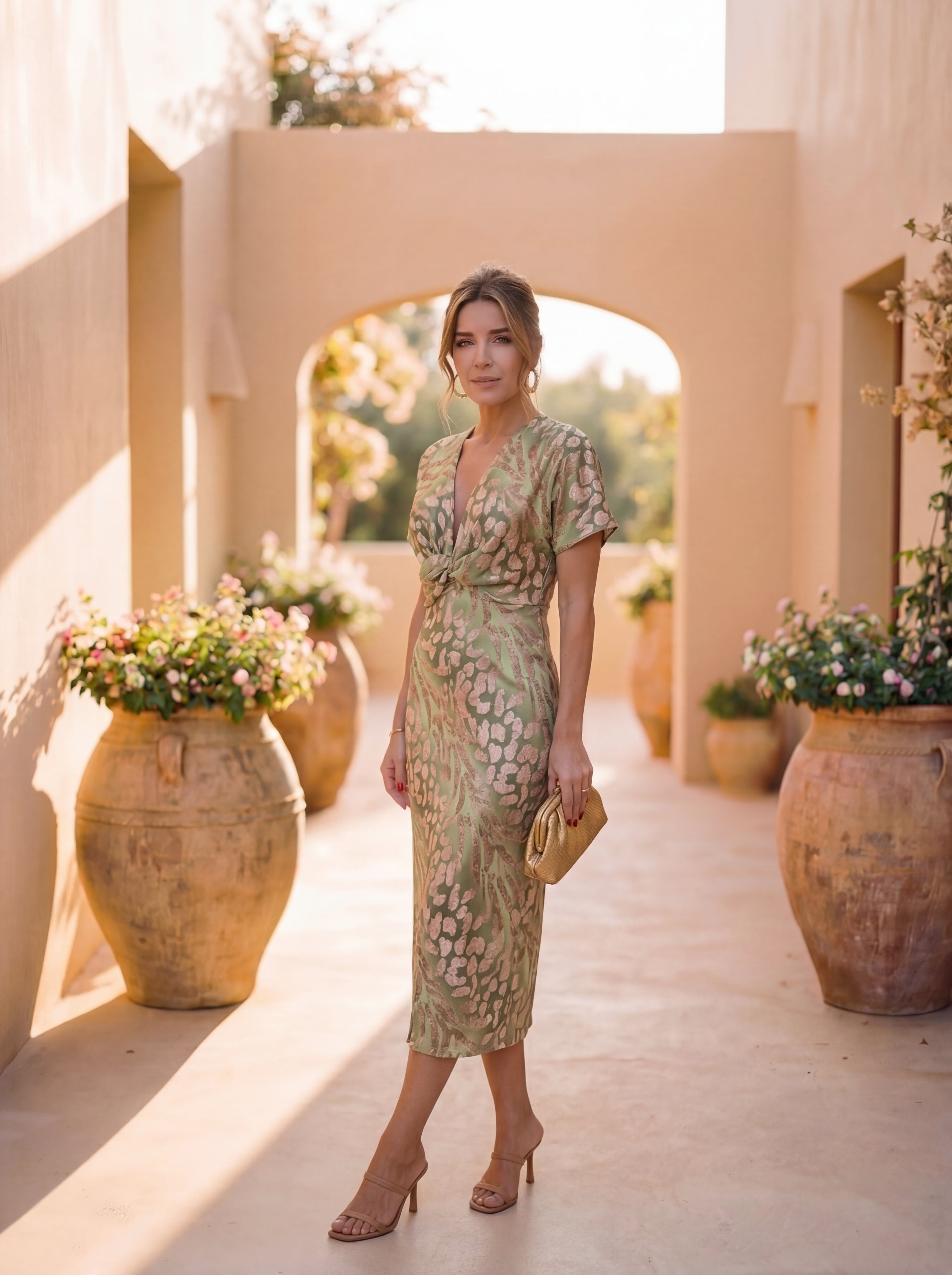 ELVENA™ | Ruffle Sleeve Midi Dress