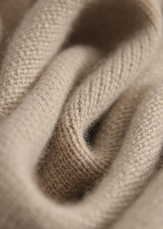 Camille | Camel Turtleneck Button Knit Sweater