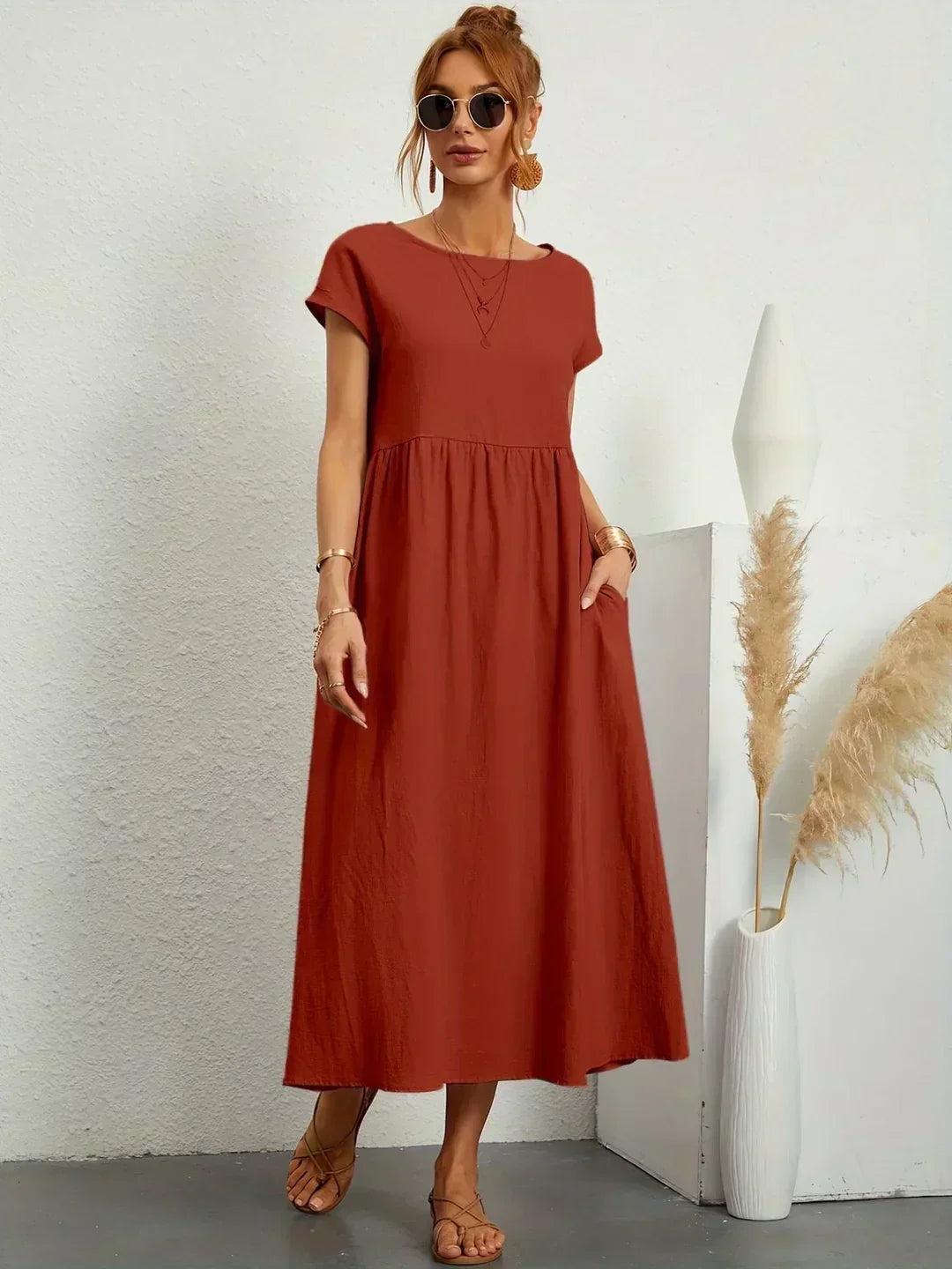 ELVENA™ | Breathable White Midi Dress