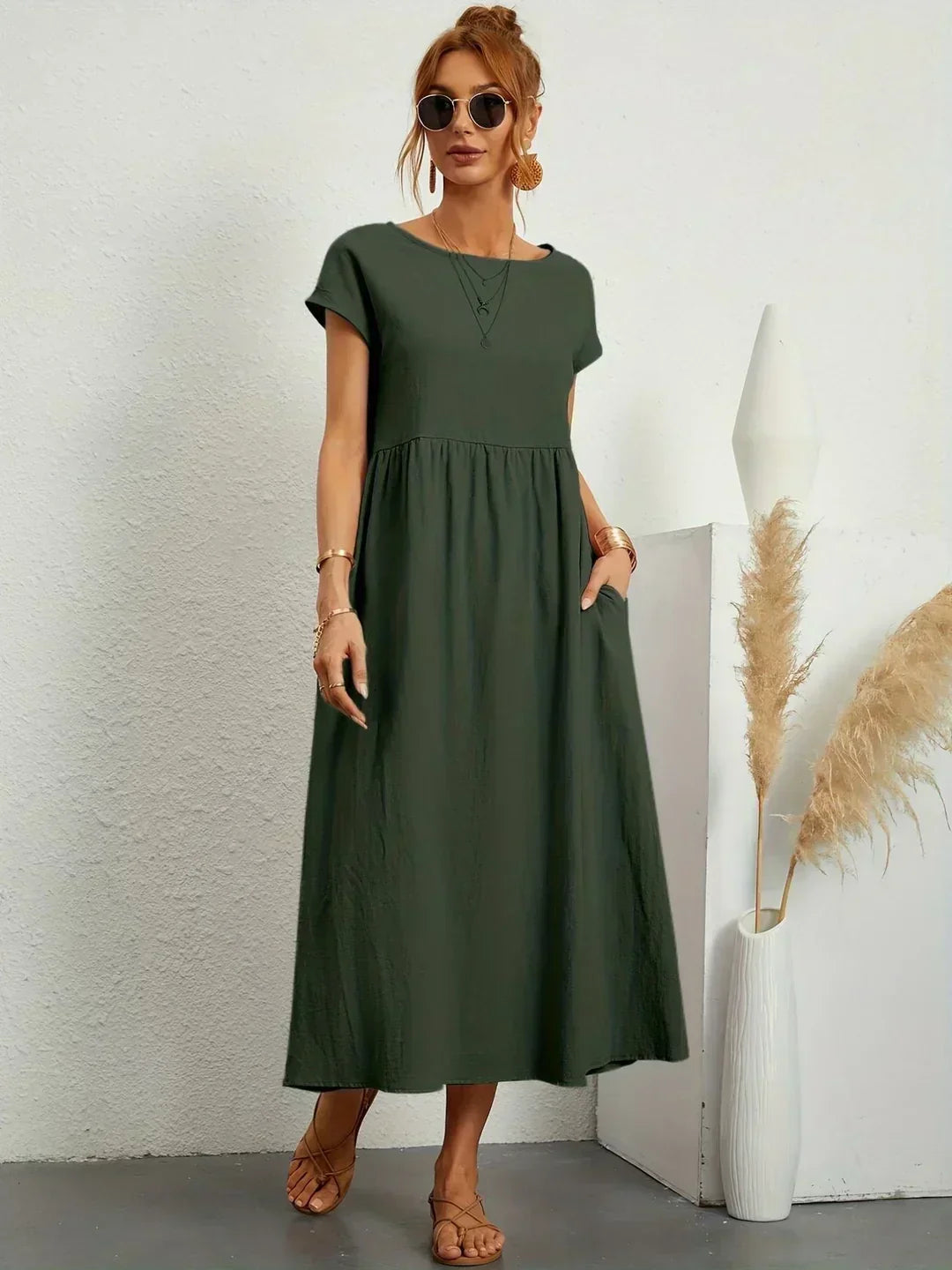 ELVENA™ | Breathable White Midi Dress