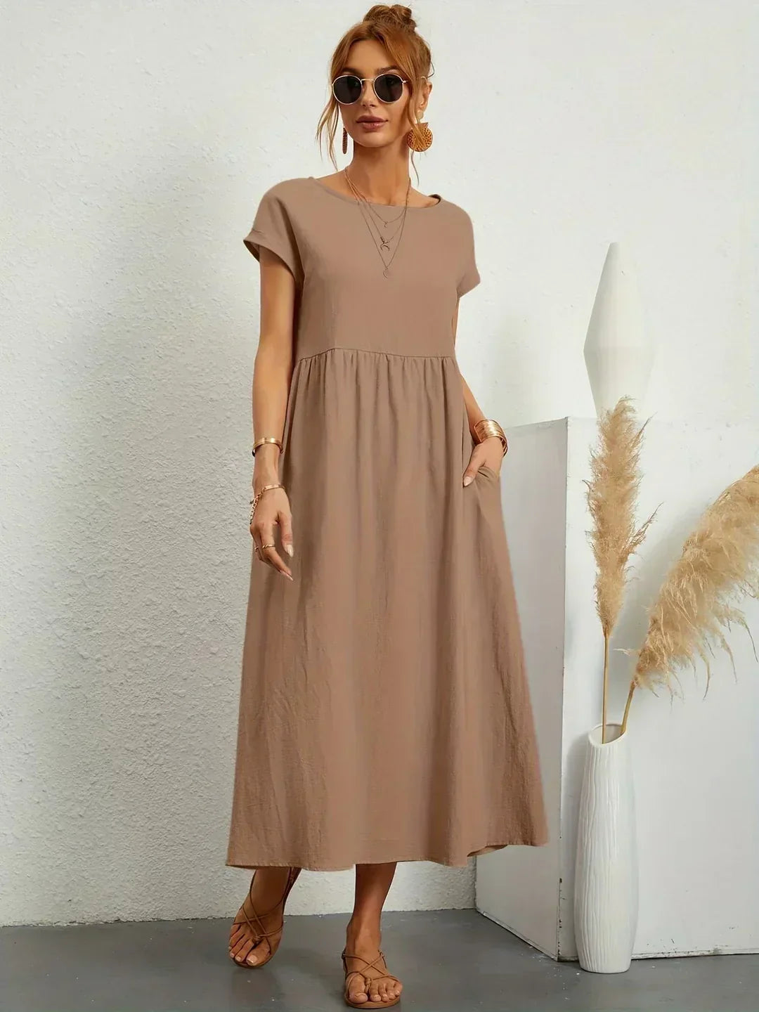 ELVENA™ | Breathable White Midi Dress