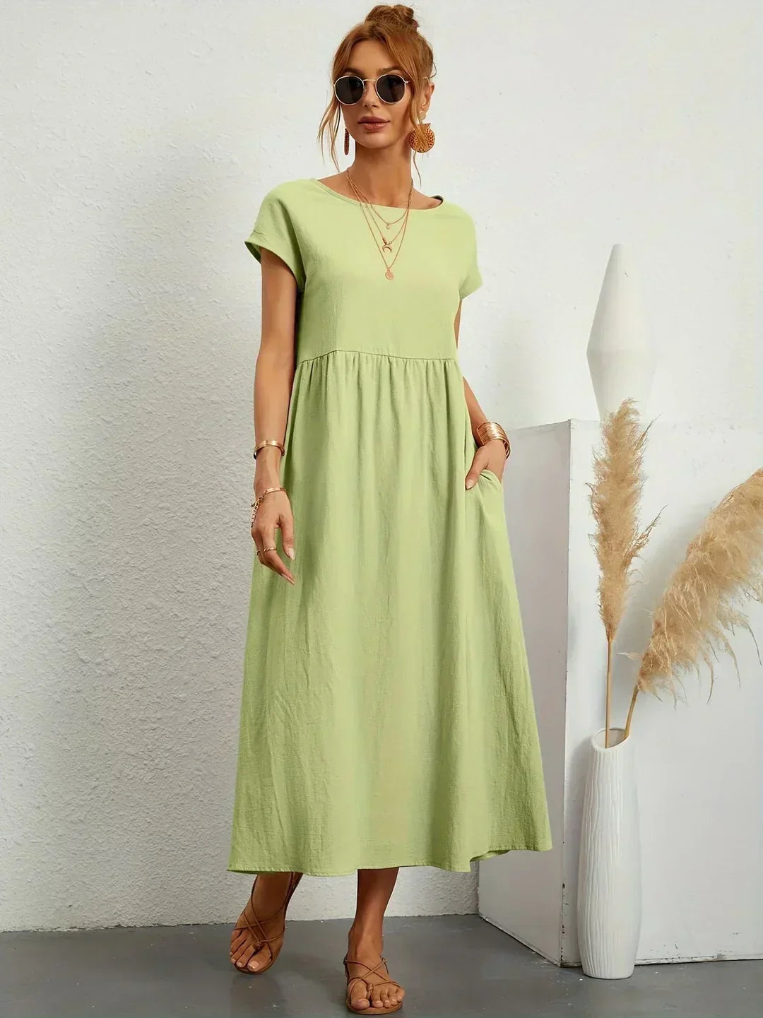 ELVENA™ | Breathable White Midi Dress
