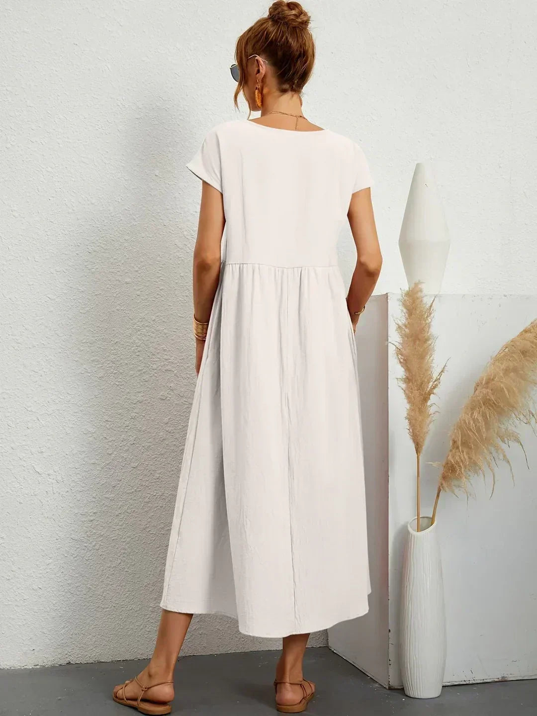 ELVENA™ | Breathable White Midi Dress