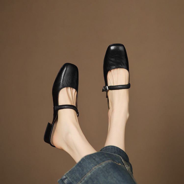 Novie Genuine Leather Mary Jane Mules