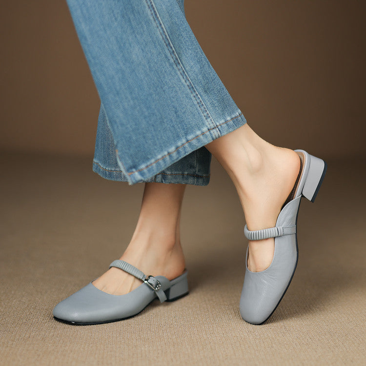 Novie Genuine Leather Mary Jane Mules