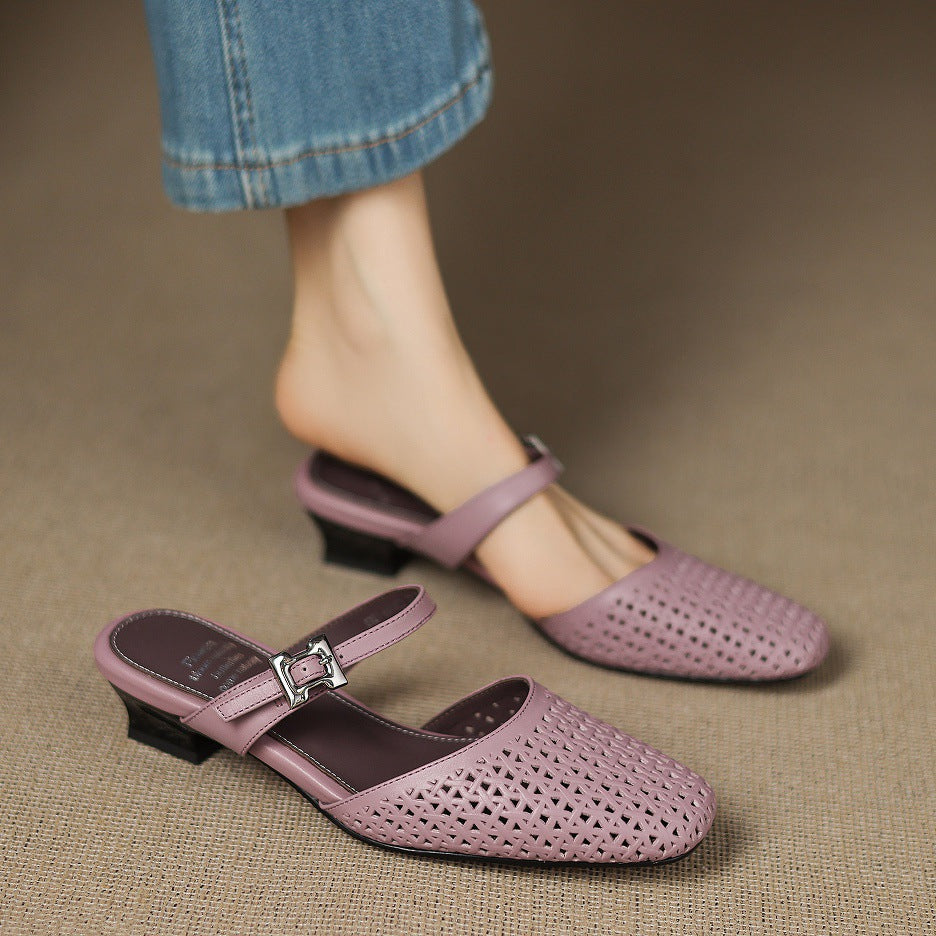 Ovia Genuine Leather Mules
