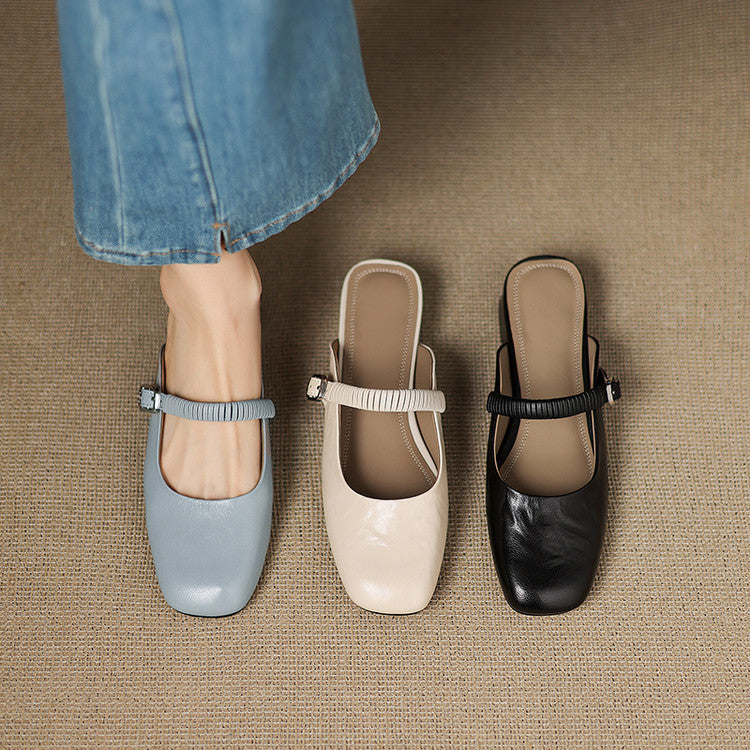 Novie Genuine Leather Mary Jane Mules
