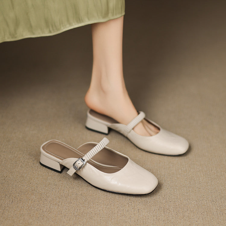 Novie Genuine Leather Mary Jane Mules