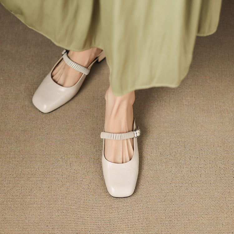 Novie Genuine Leather Mary Jane Mules