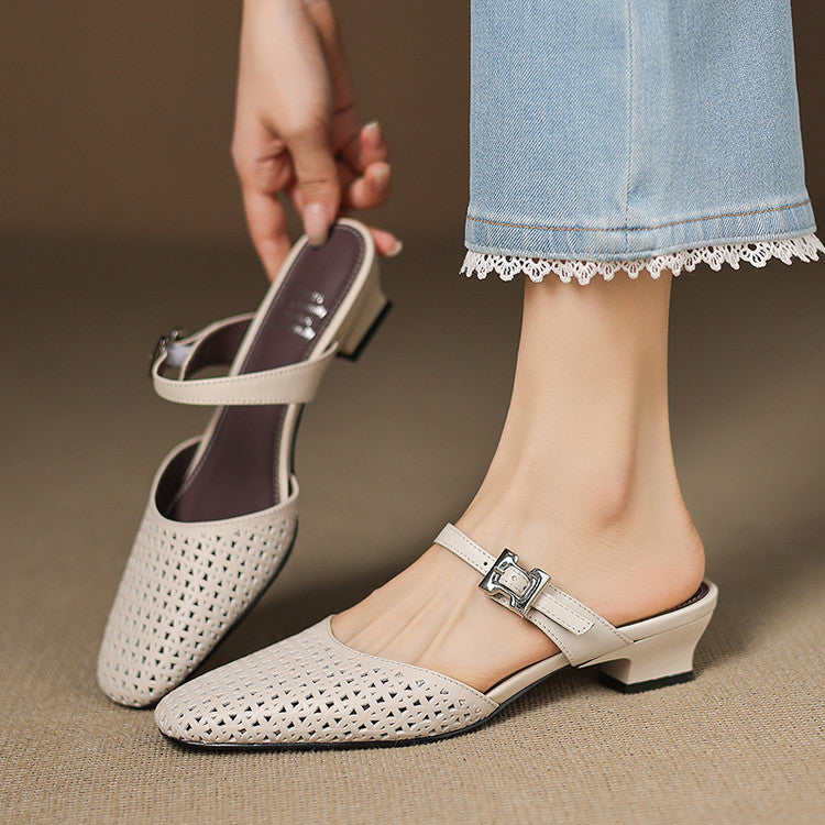 Ovia Genuine Leather Mules