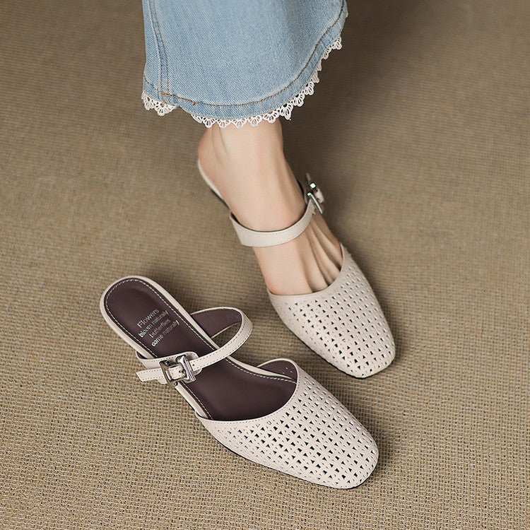 Ovia Genuine Leather Mules