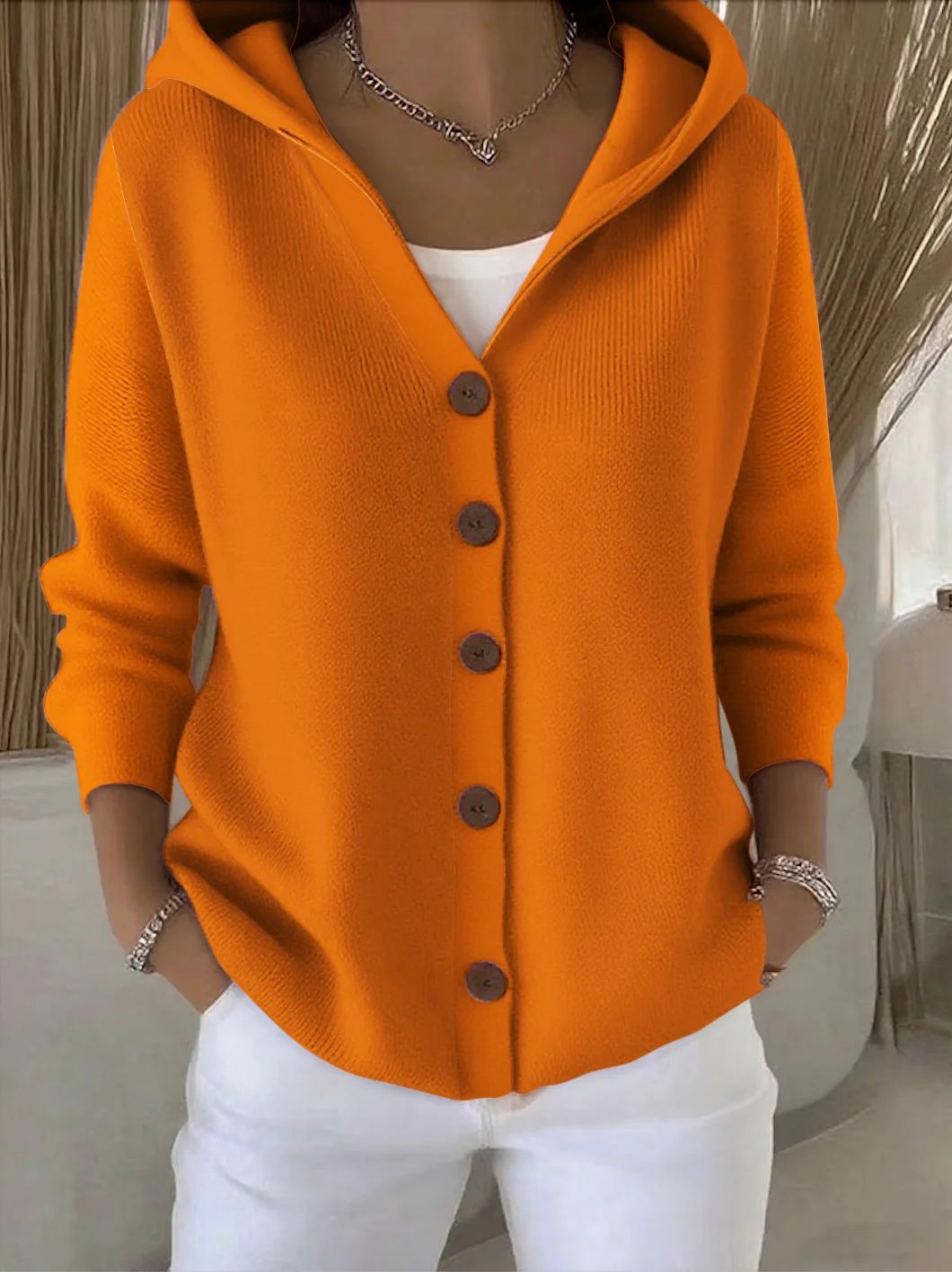 Quinn | Hooded Button-Up Cardigan