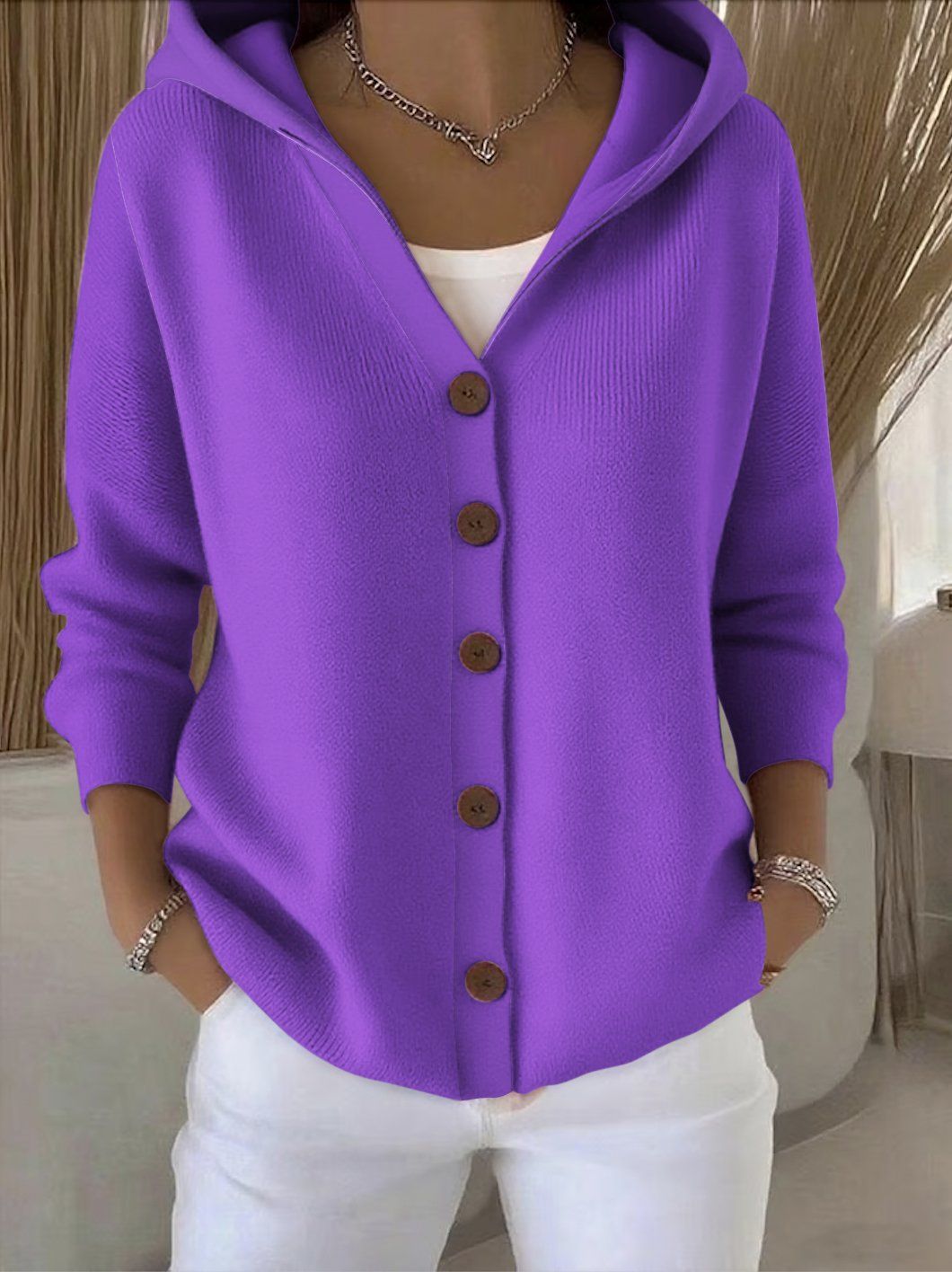 Quinn | Hooded Button-Up Cardigan