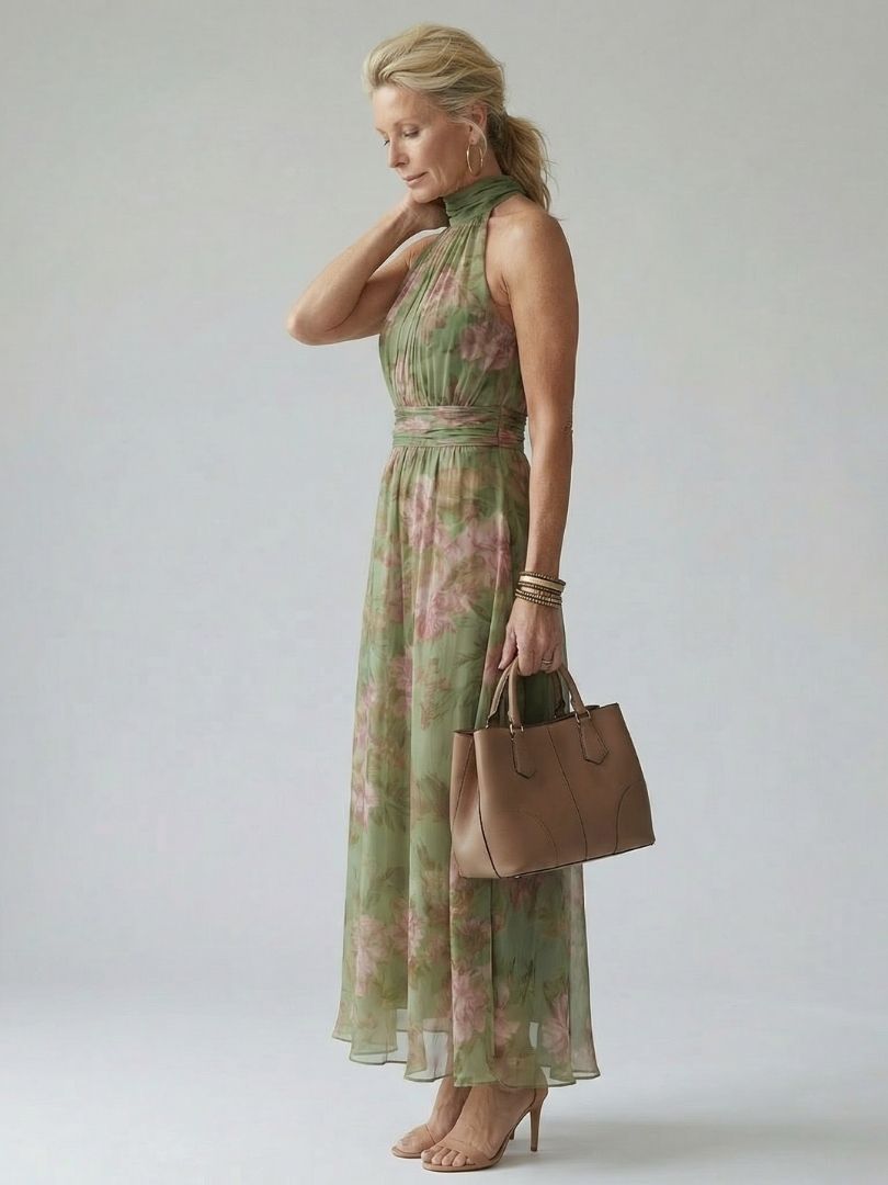 ELVENA™ | Halter Floral Midi Dress