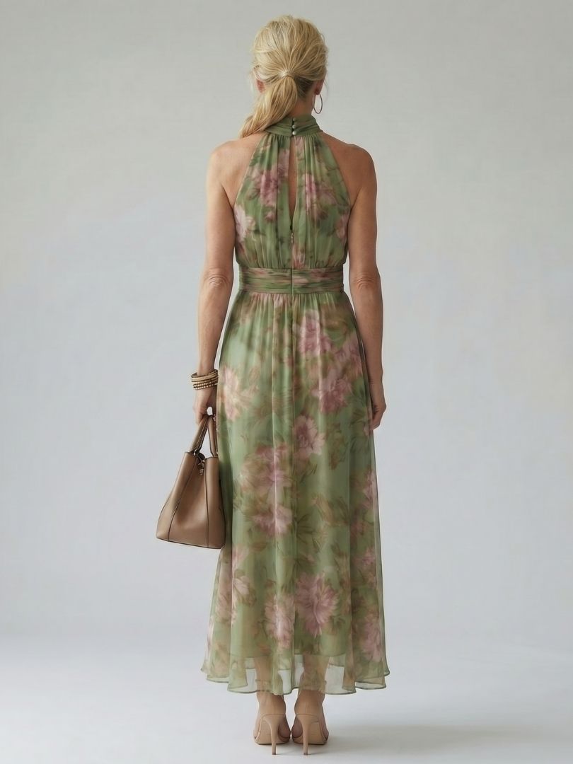 ELVENA™ | Halter Floral Midi Dress