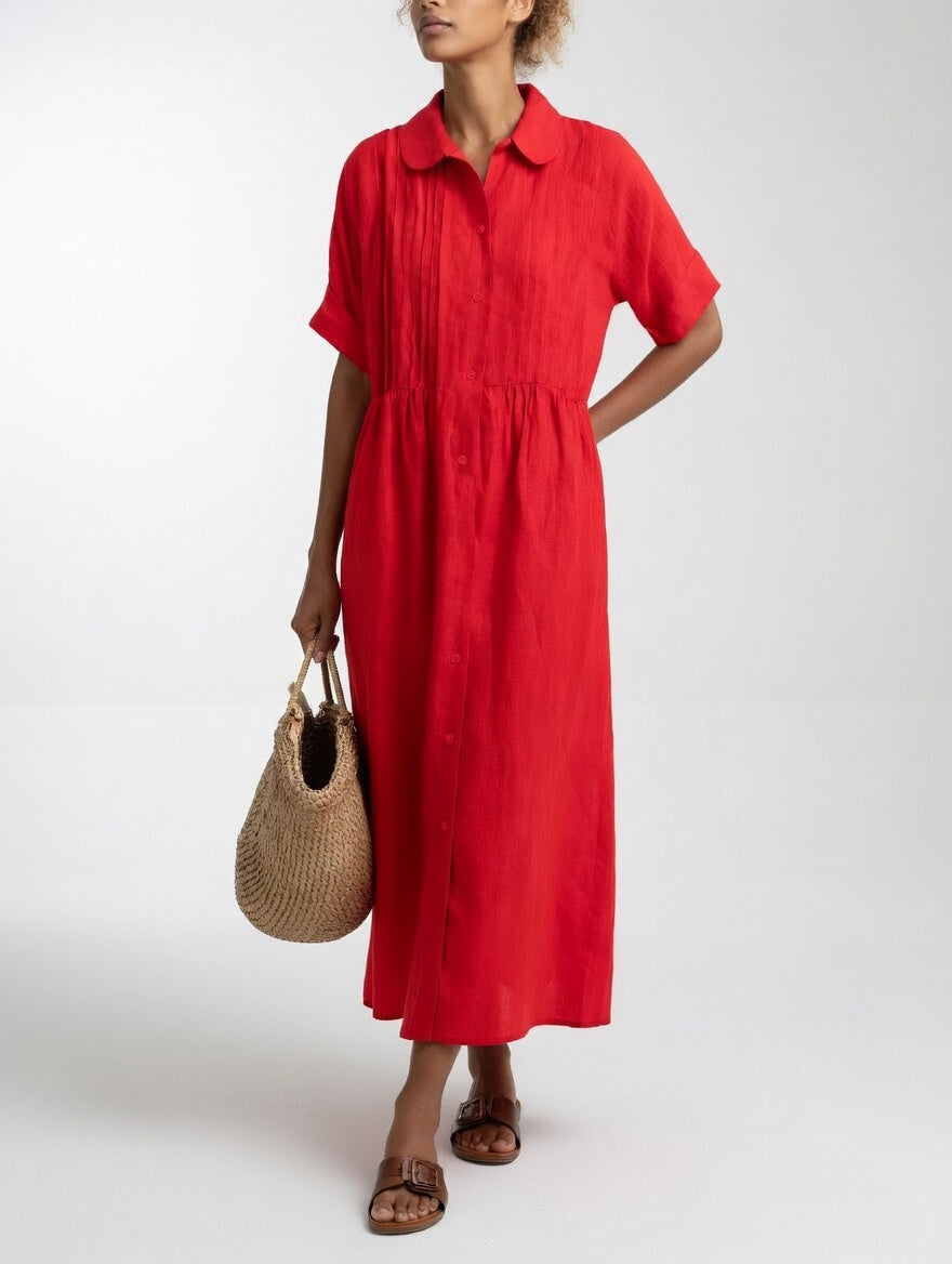 Lysandra | Flowy Cotton Shirt Dress