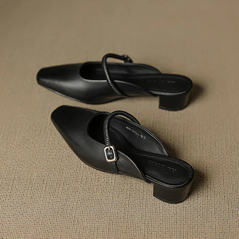 Kera Genuine Leather Mary Jane Mules