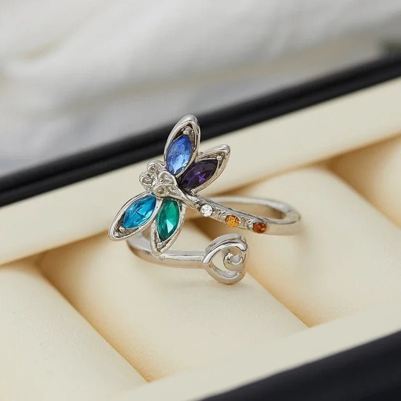 Vintage Dragonfly Adjustable Ring