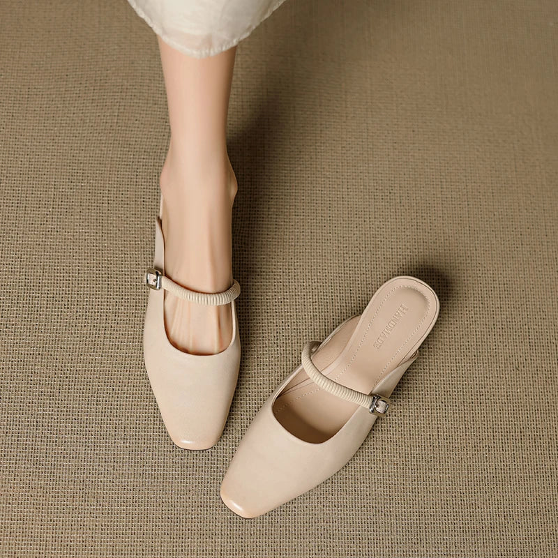 Kera Genuine Leather Mary Jane Mules