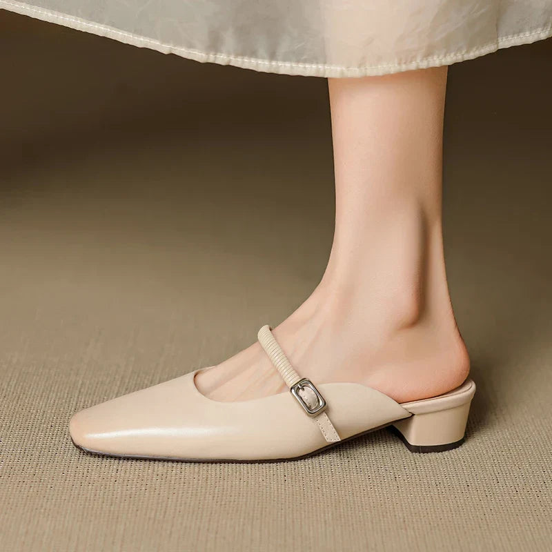 Kera Genuine Leather Mary Jane Mules