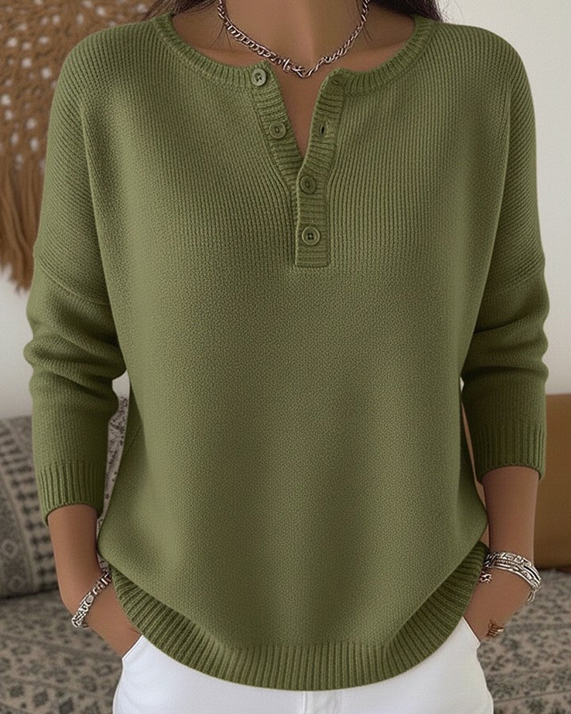 Demi | Henley Button-Up Sweater