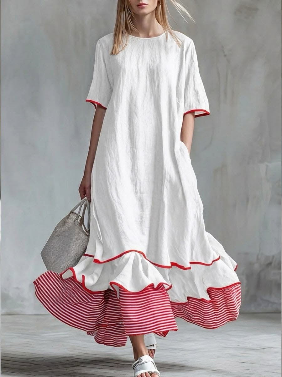 Casual Striped Patchwork Dress