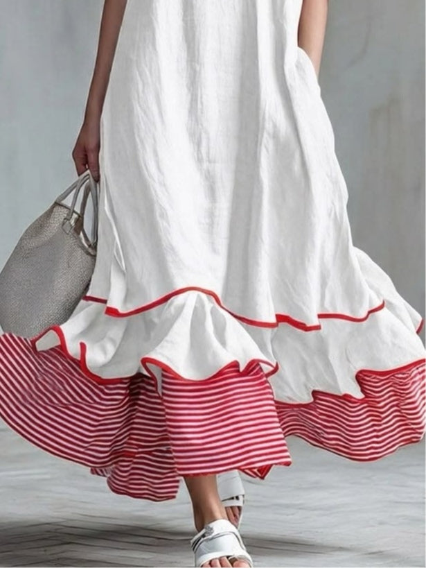 Casual Striped Patchwork Dress