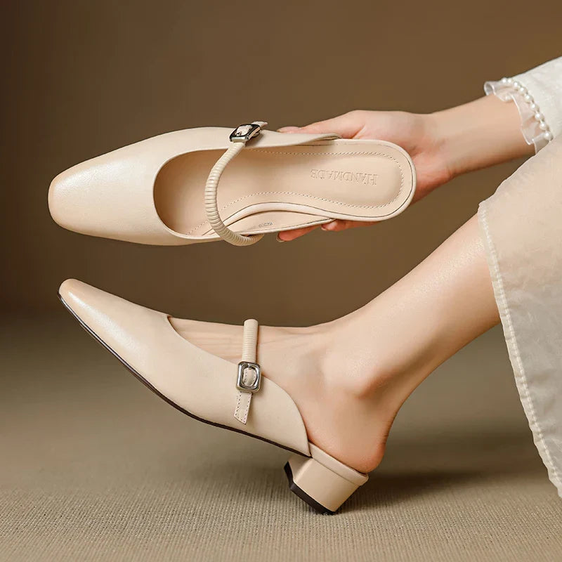 Kera Genuine Leather Mary Jane Mules