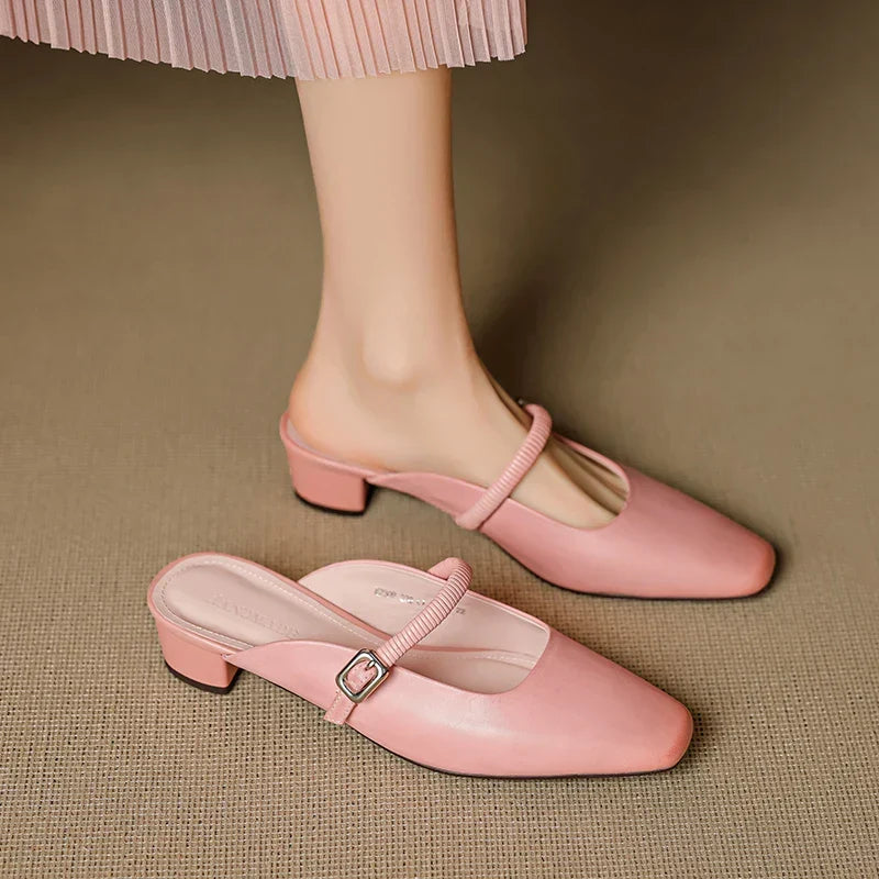Kera Genuine Leather Mary Jane Mules