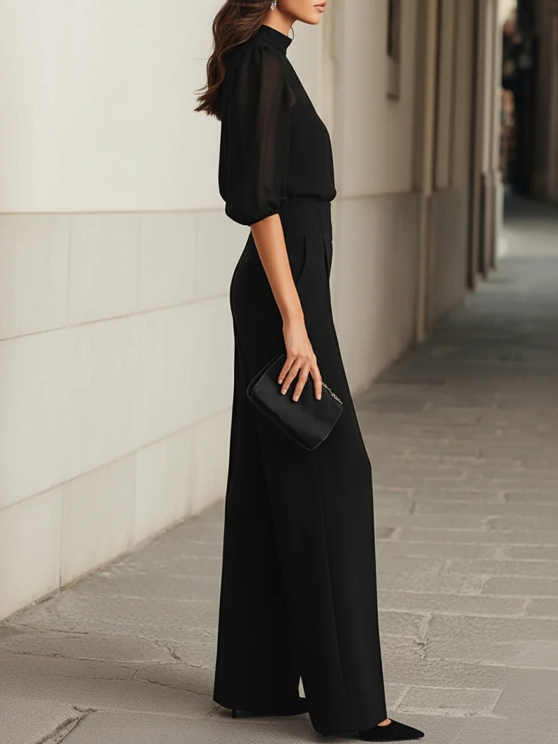 Mia | Sheer Camisole Top and Wide-Leg Pants Set