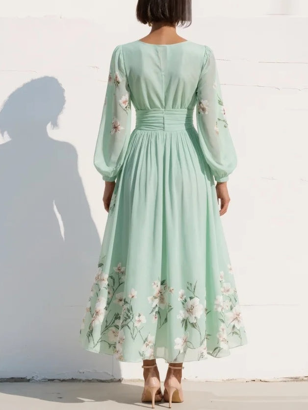 ELVENA™ | Puff Sleeve Midi Dress
