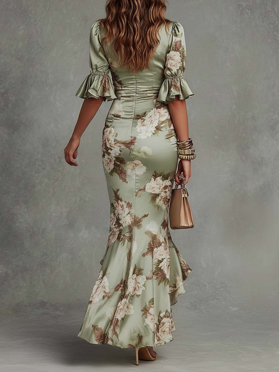 ELVENA™ | Ruched Floral Maxi Dress