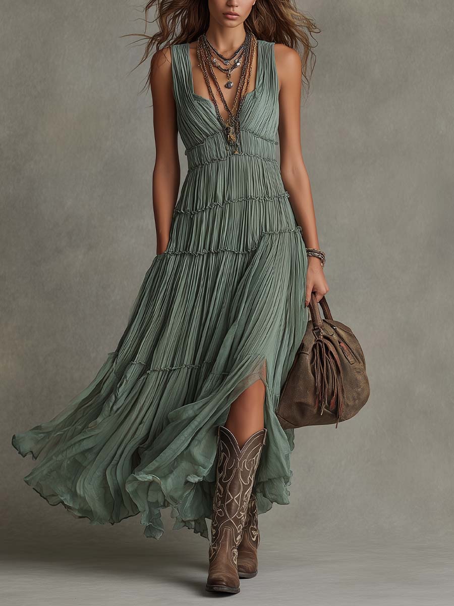 Ava | Gathered V-Neck Maxi