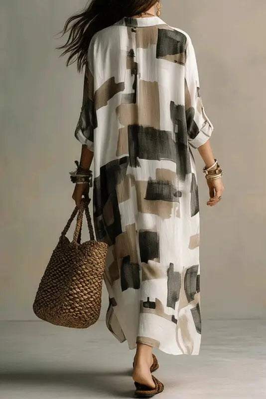 Sorella | Abstract Print Maxi Shirt Dress