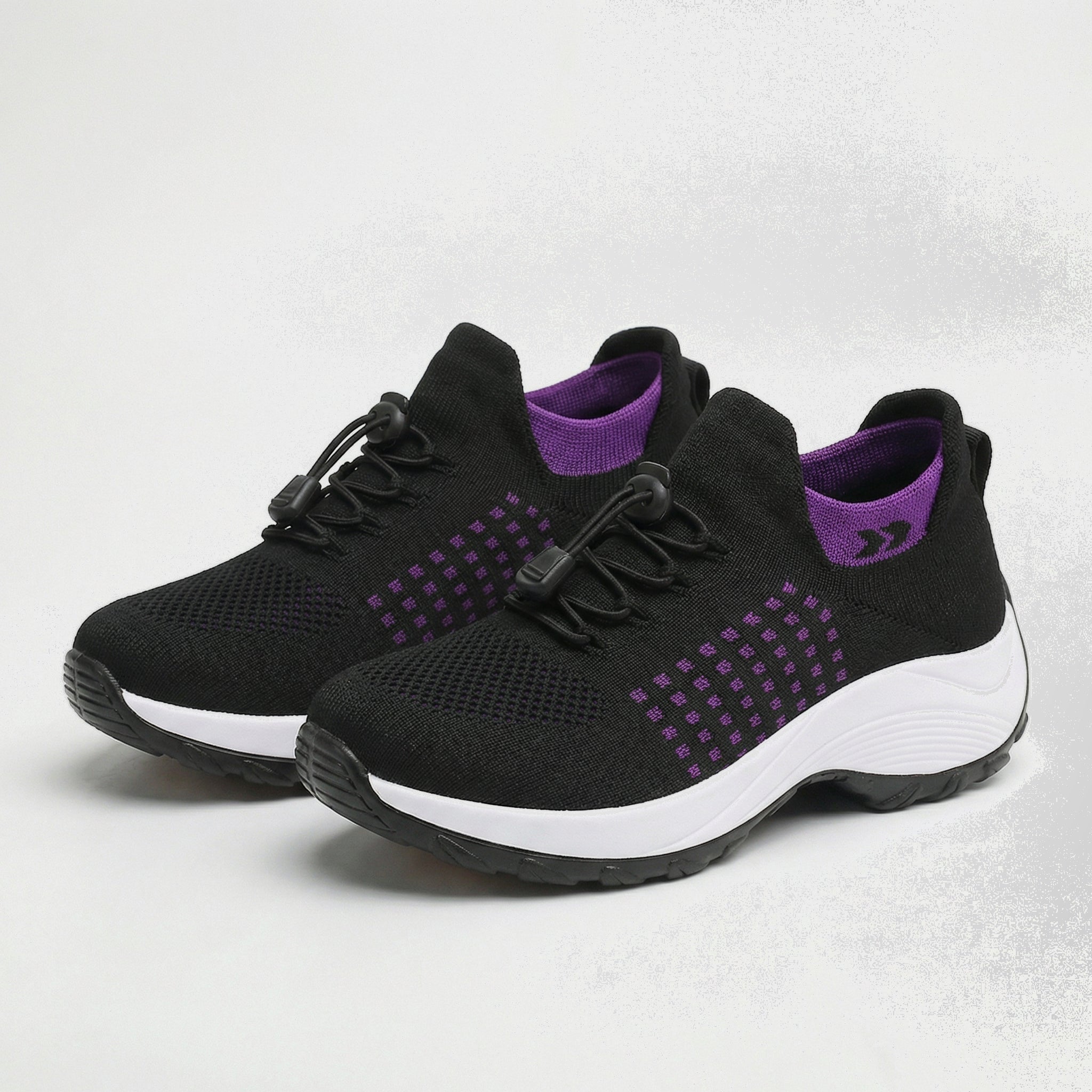 Ava – Orthopedic Knit Fabric Shoes in Purple & Black