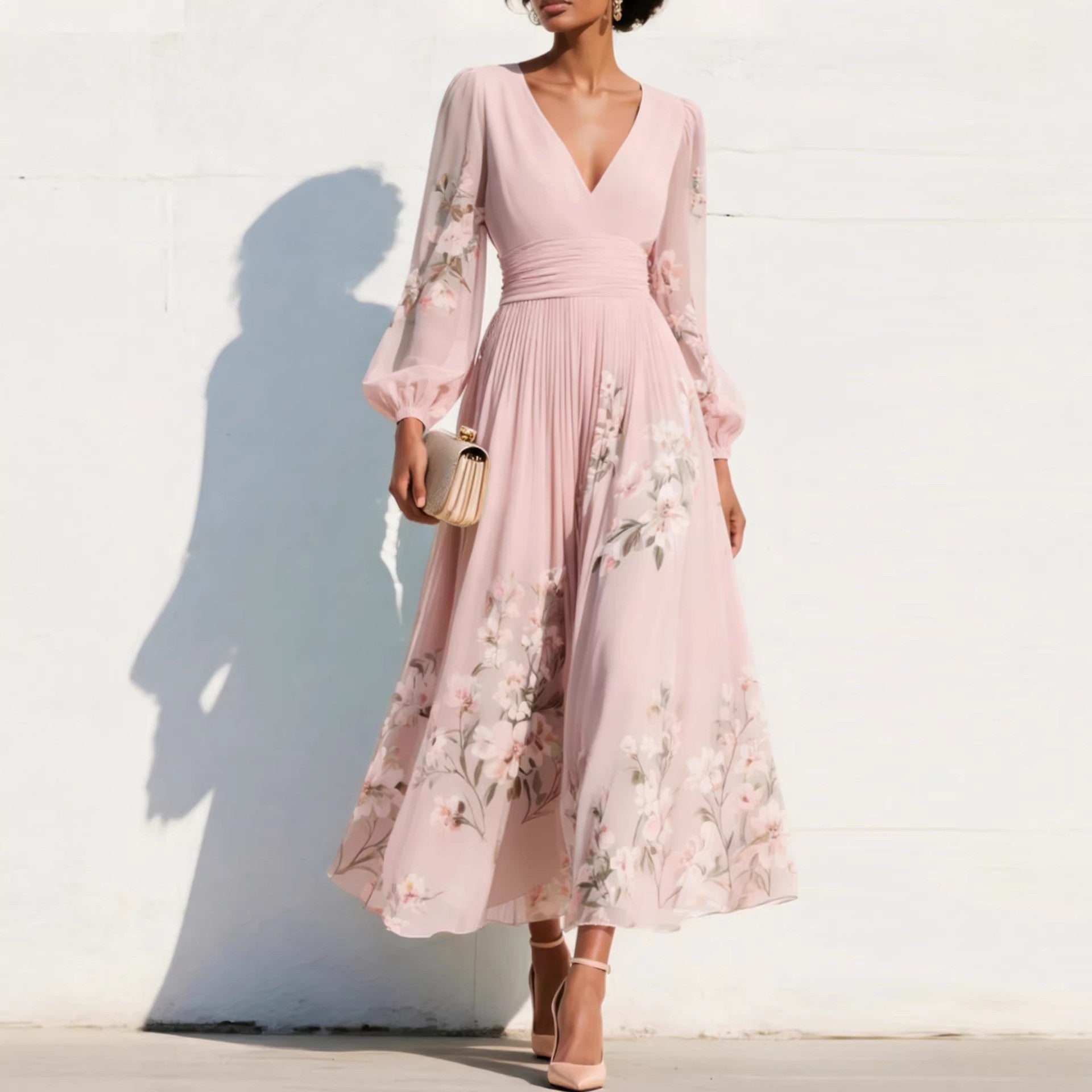 ELVENA™ | Puff Sleeve Midi Dress
