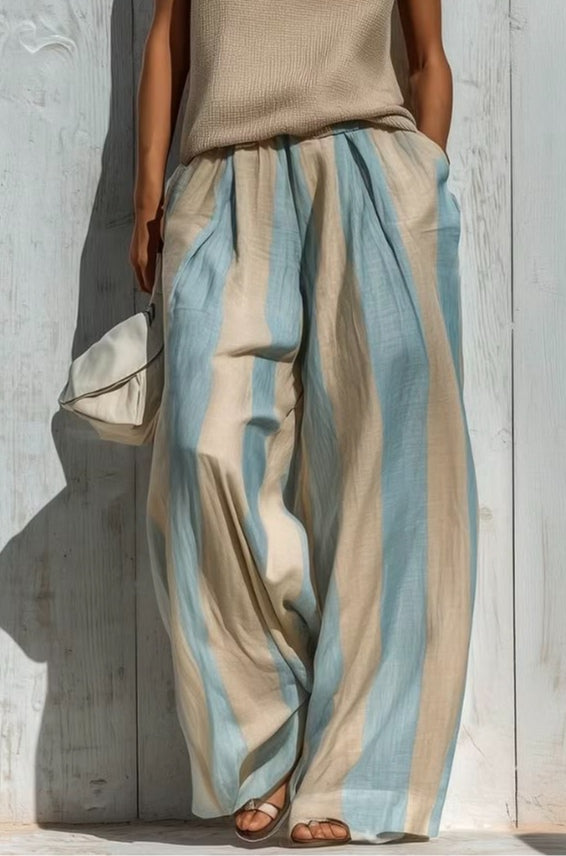 Sarah | Casual Sleeveless Top and Striped Trousers Set