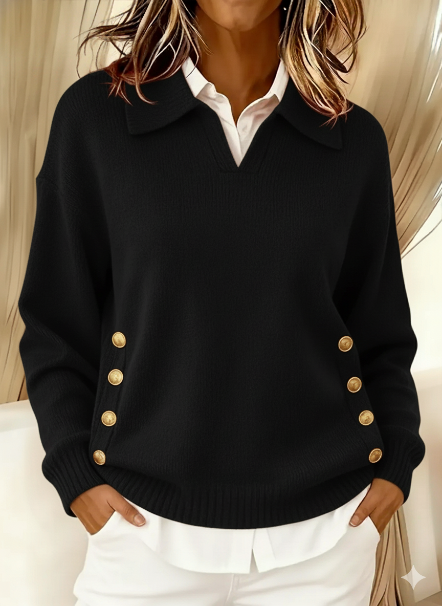 Lila | V-Neck Sweater with Collar