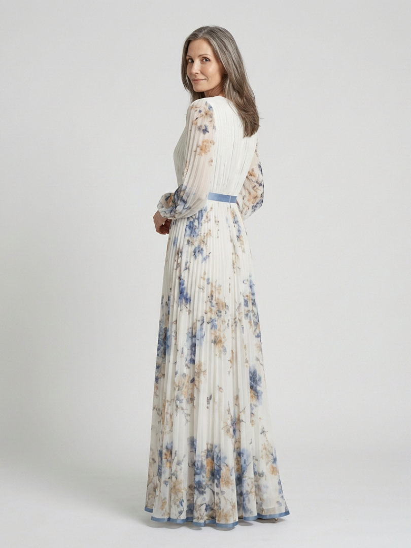 Hayes & Tate™  | Long Sleeve V Neck Floral Maxi Dress