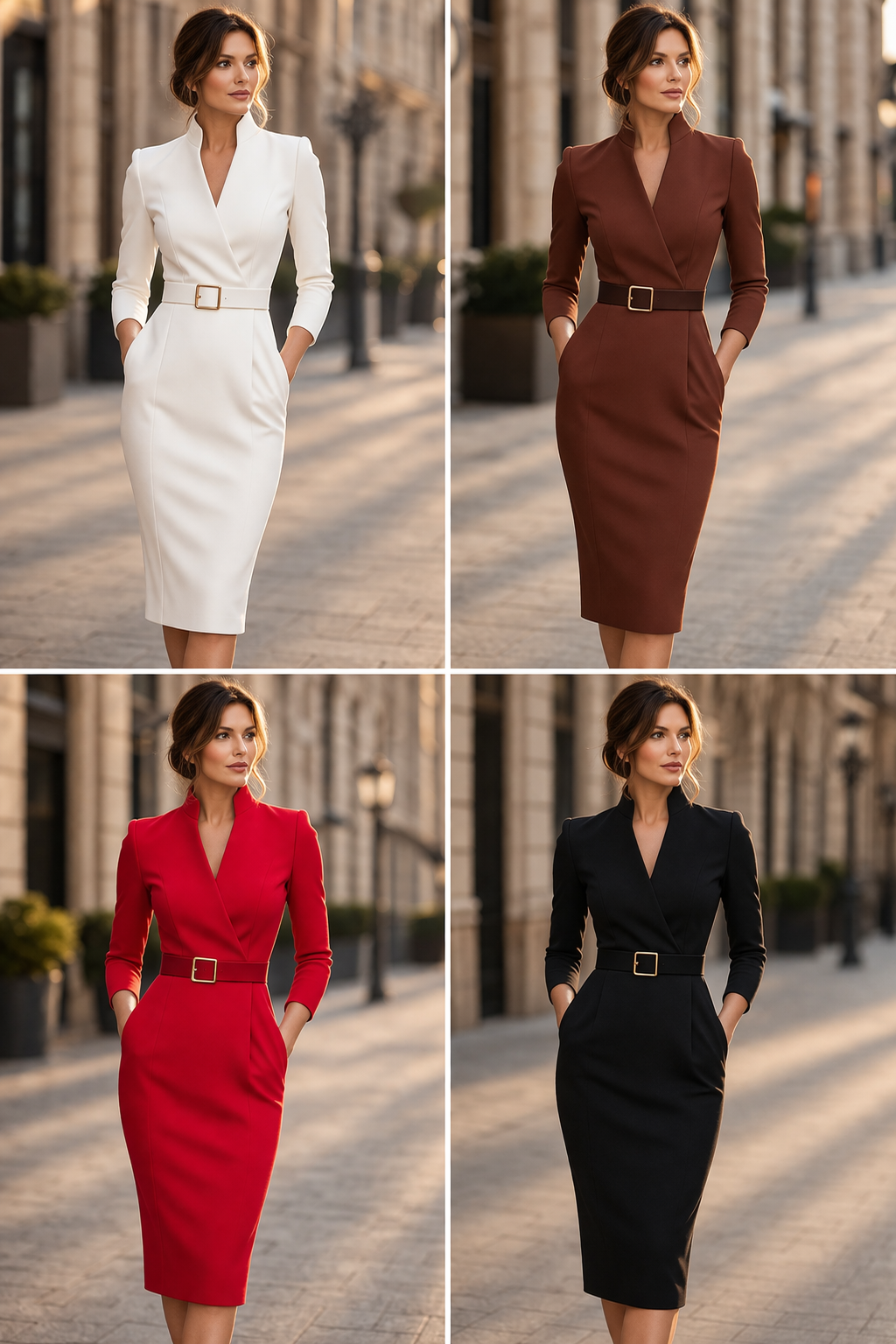 ELVENA™ | Belted Wrap Midi Dress