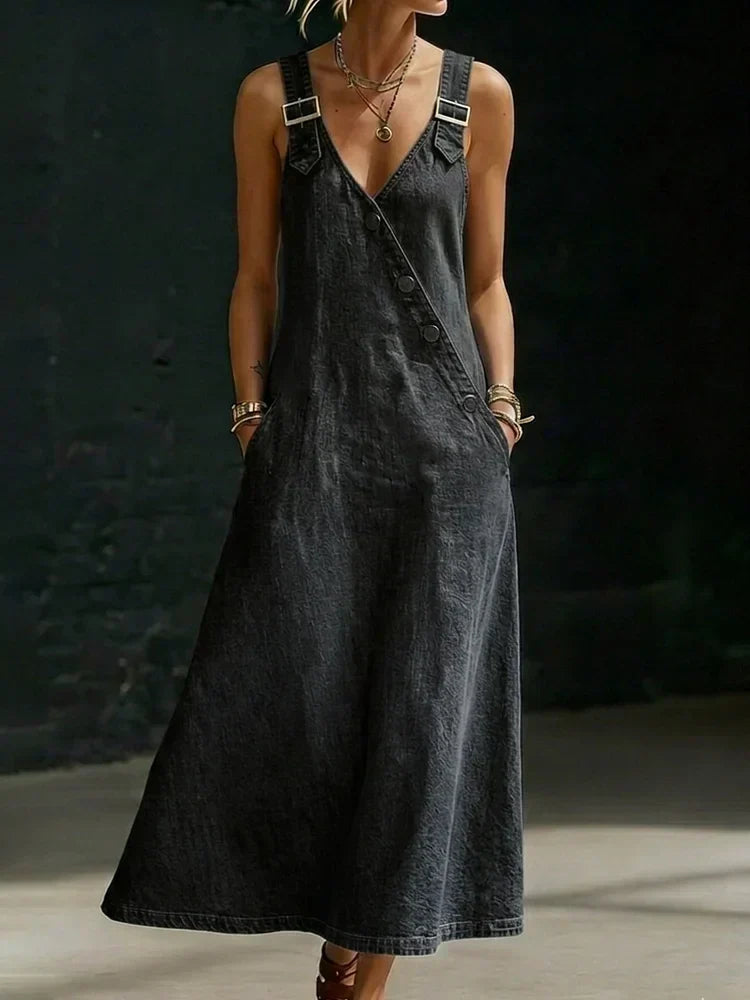Vera | Long Denim Button-Down Dress