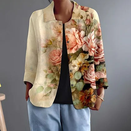 Faustina | Painterly Floral Relaxed Button-Up Blouse