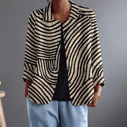 Jonquille | Curved Stripe Relaxed Open Shirt