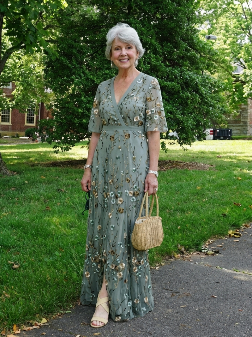 Hayes & Tate™  | Floral V Neck Short Sleeve Maxi Dress