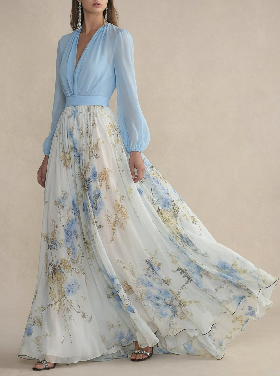 ELVENA™ | Floral Chiffon Maxi Dress
