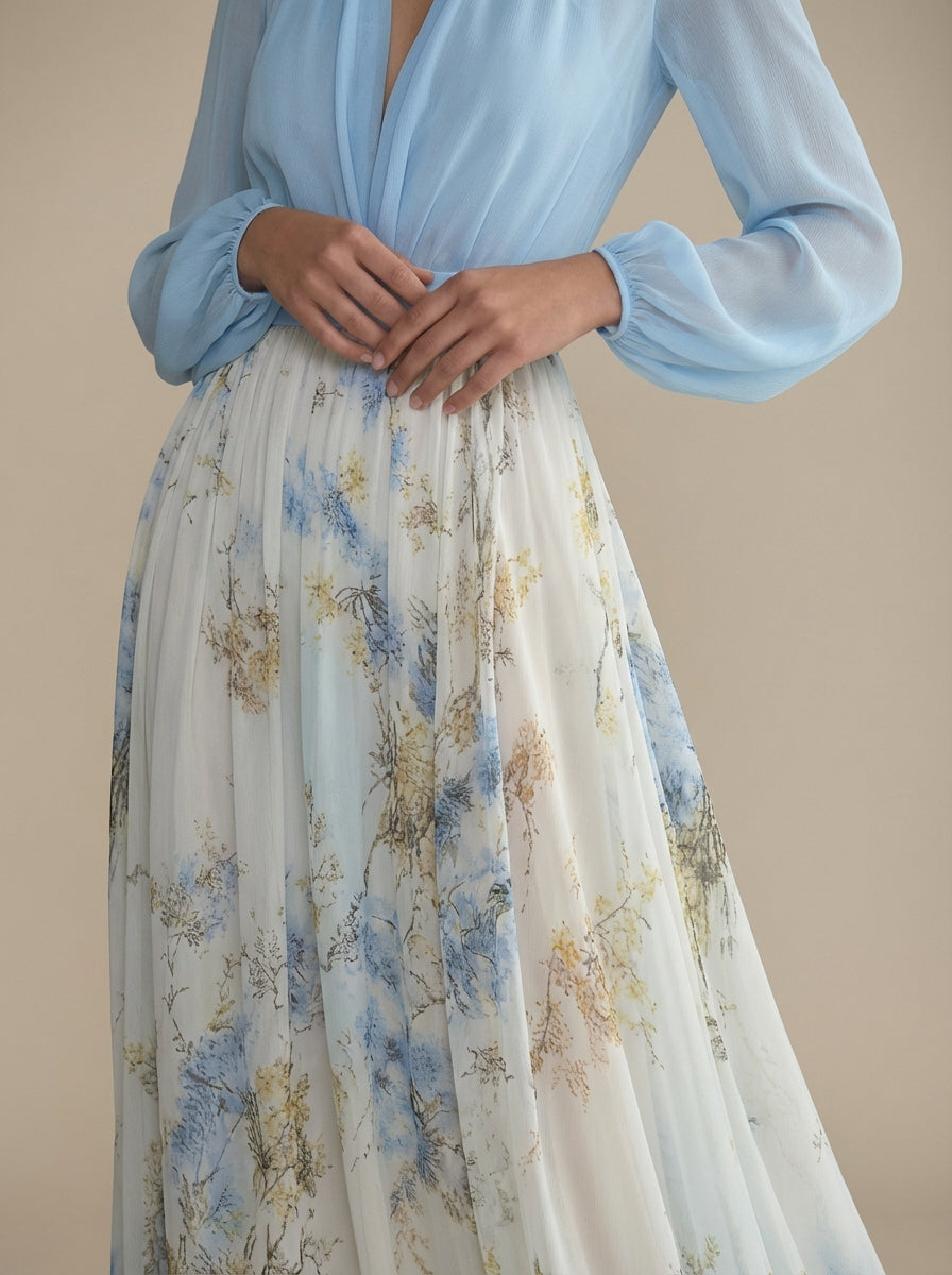 ELVENA™ | Floral Chiffon Maxi Dress