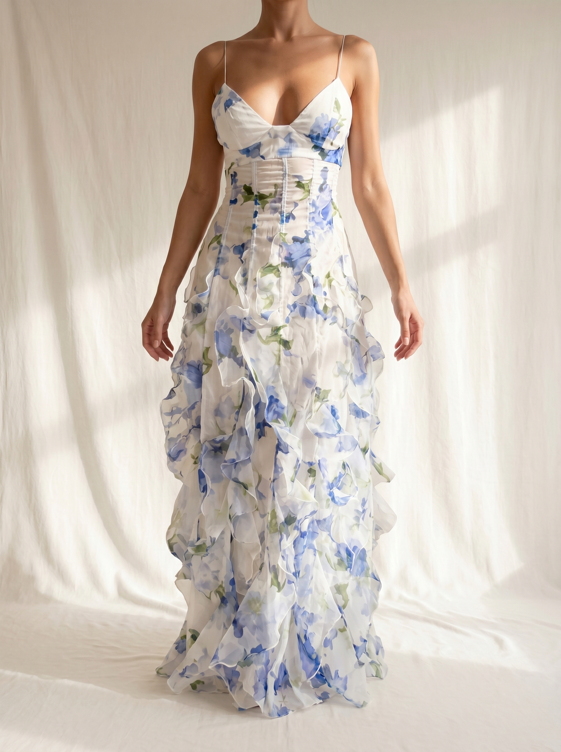 Isla | Midi Floral Dress with Ruffles